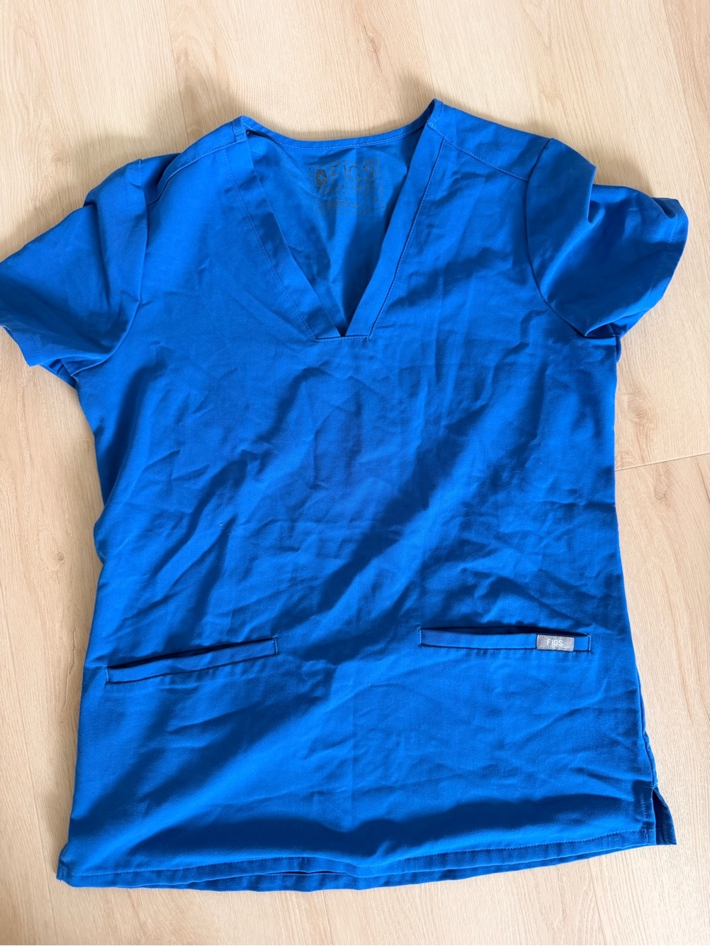Figs Royal Blue V-Neck Short Sleeve Scrub Top XS